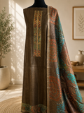 Olive Tissue Summer Silk Printed Suit Set