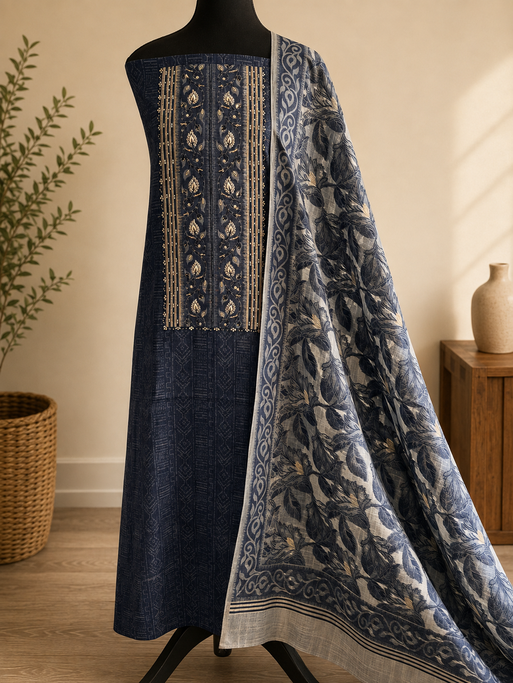 Indigo Cotton Suit Set