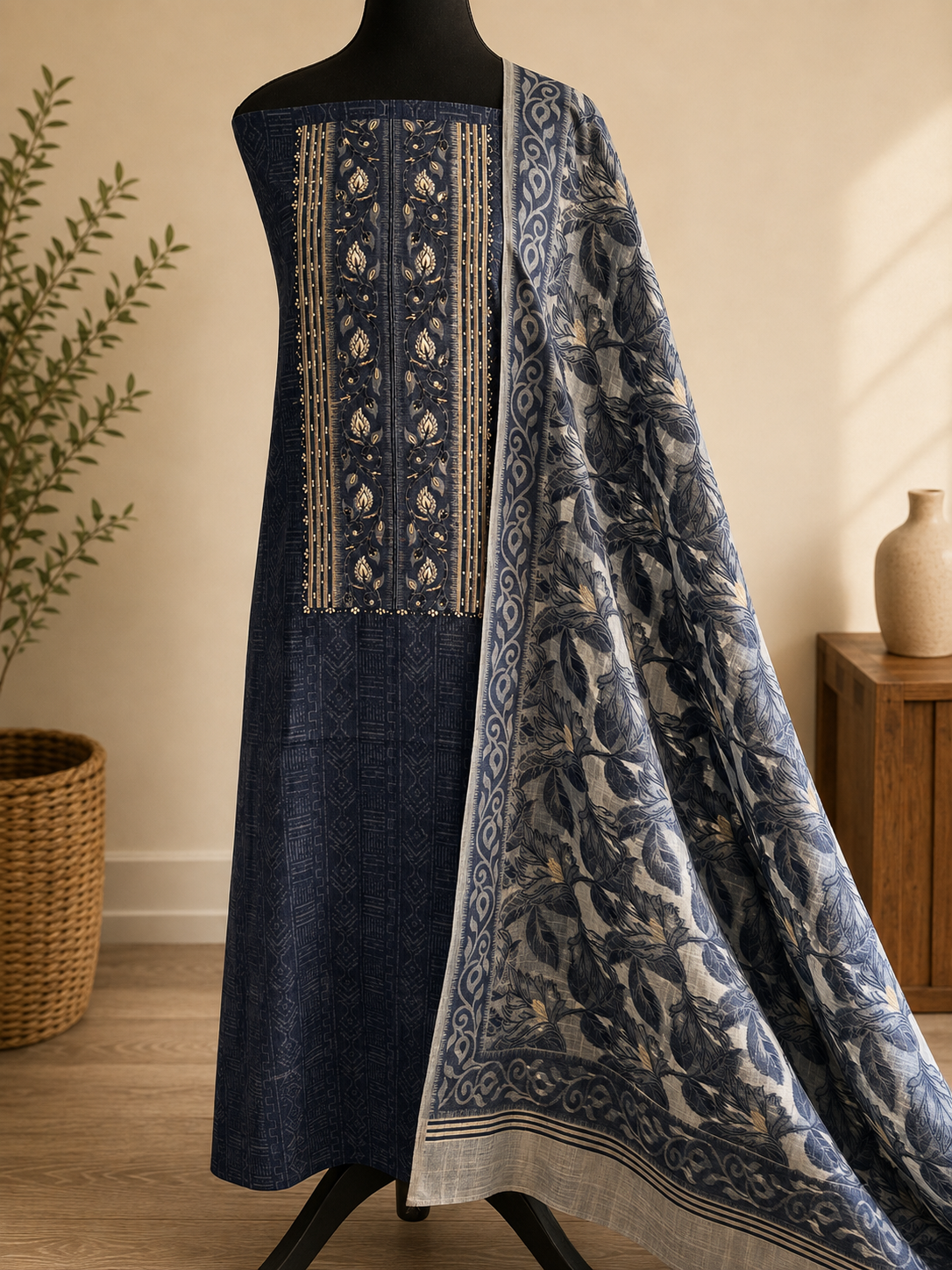 Indigo Cotton Suit Set