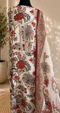 Ivory Floral Russian Silk Suit Set