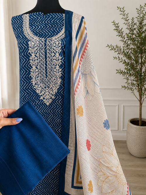 Blue Cotton Suit Set