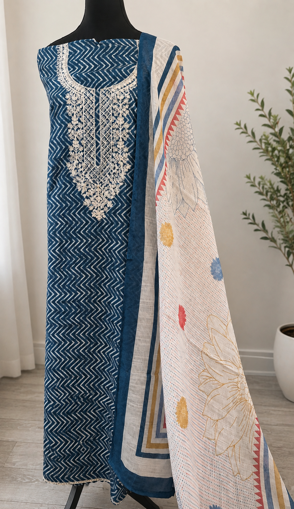 Blue Cotton Suit Set