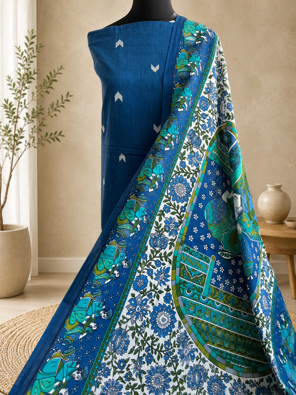 Indigo Blue Cotton Suit Set