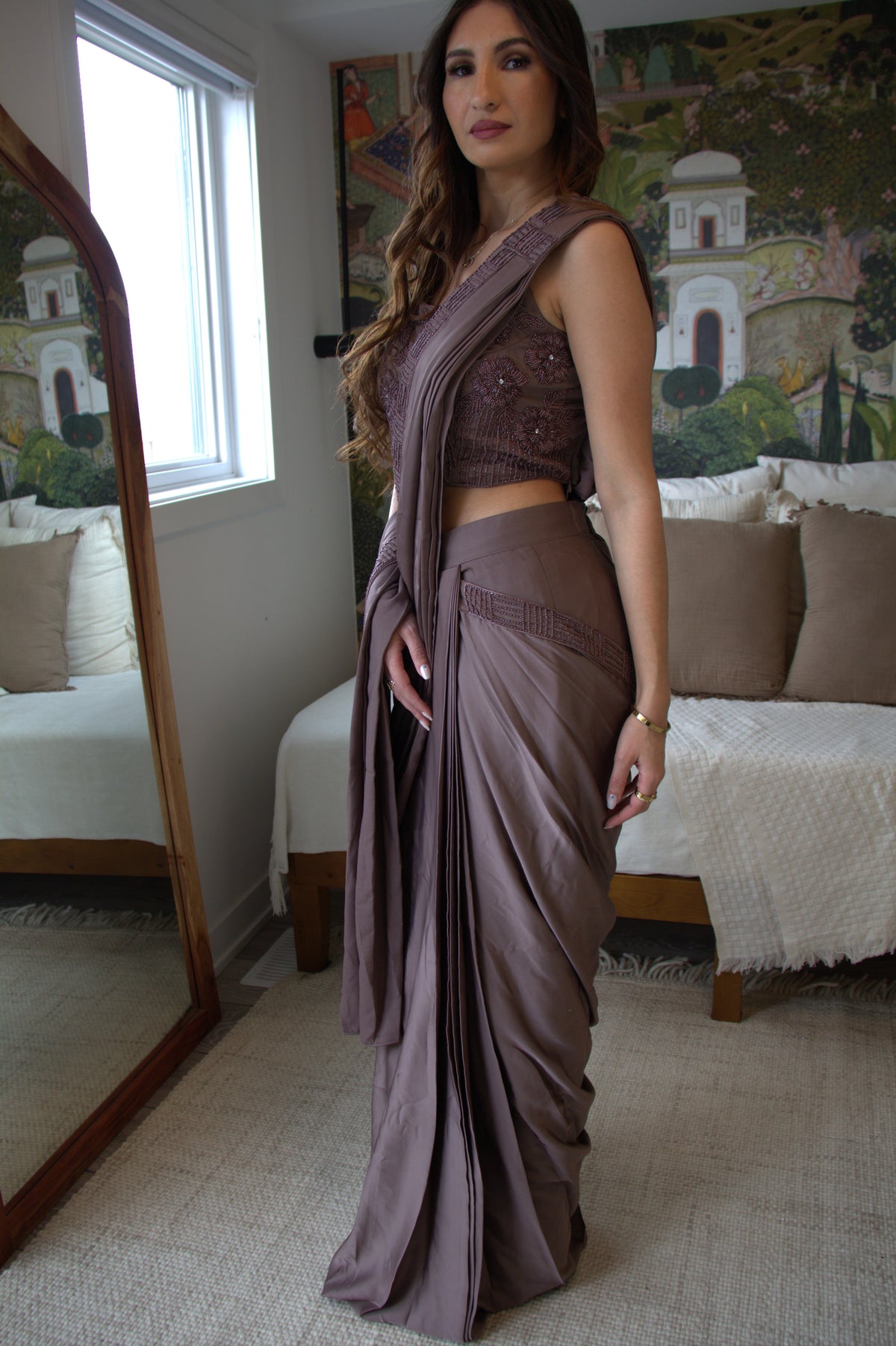 Glam Mauve Drape Saree