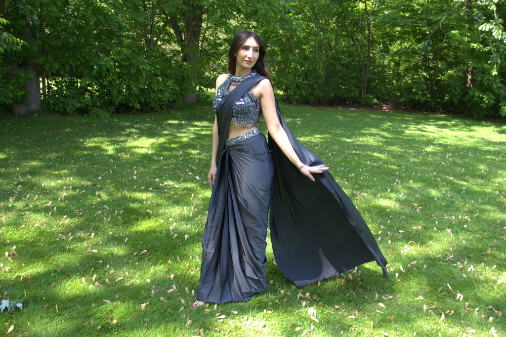 Grace in Grey Saree