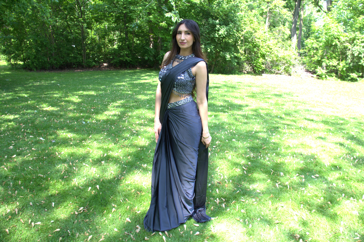 Grace in Grey Saree