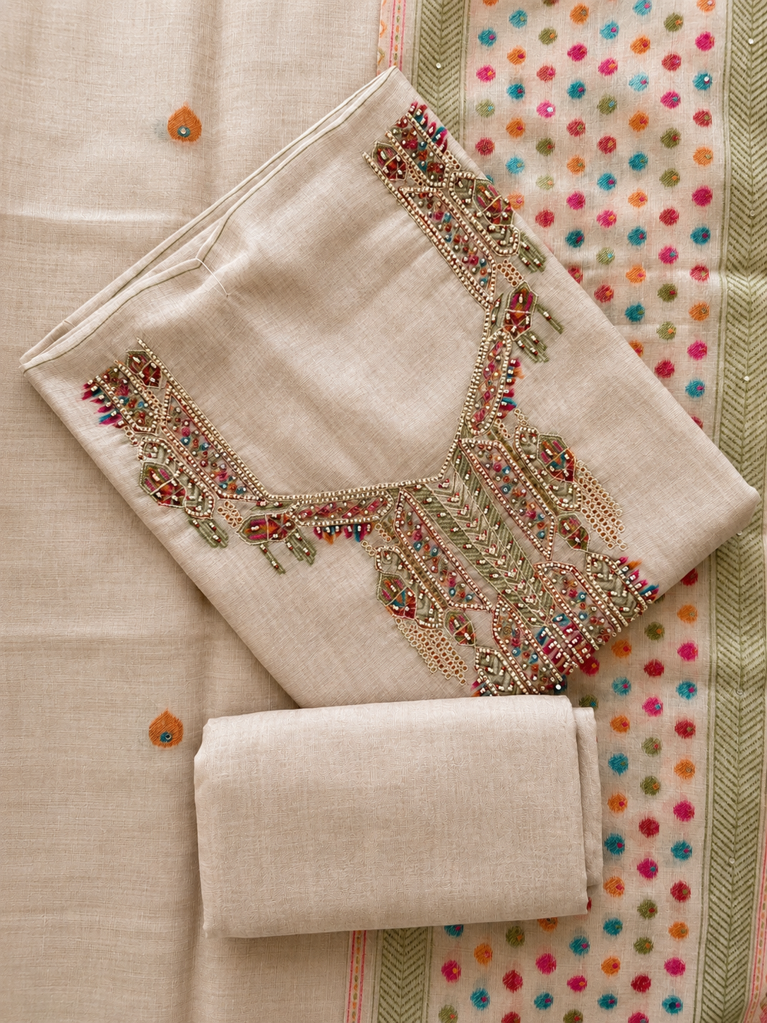 Ivory Meher Mirrorwork Suit Set