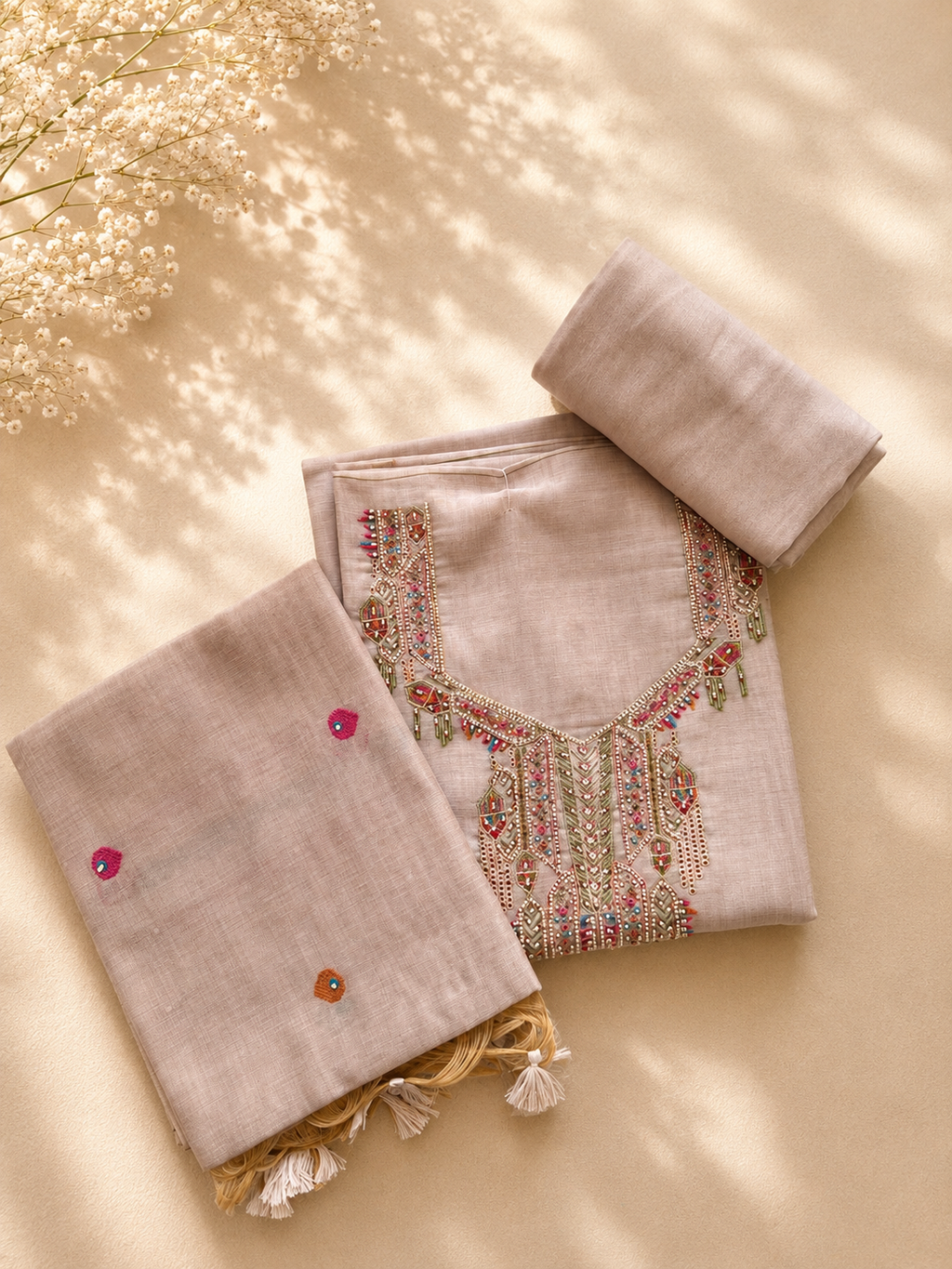 Ivory Meher Mirrorwork Suit Set