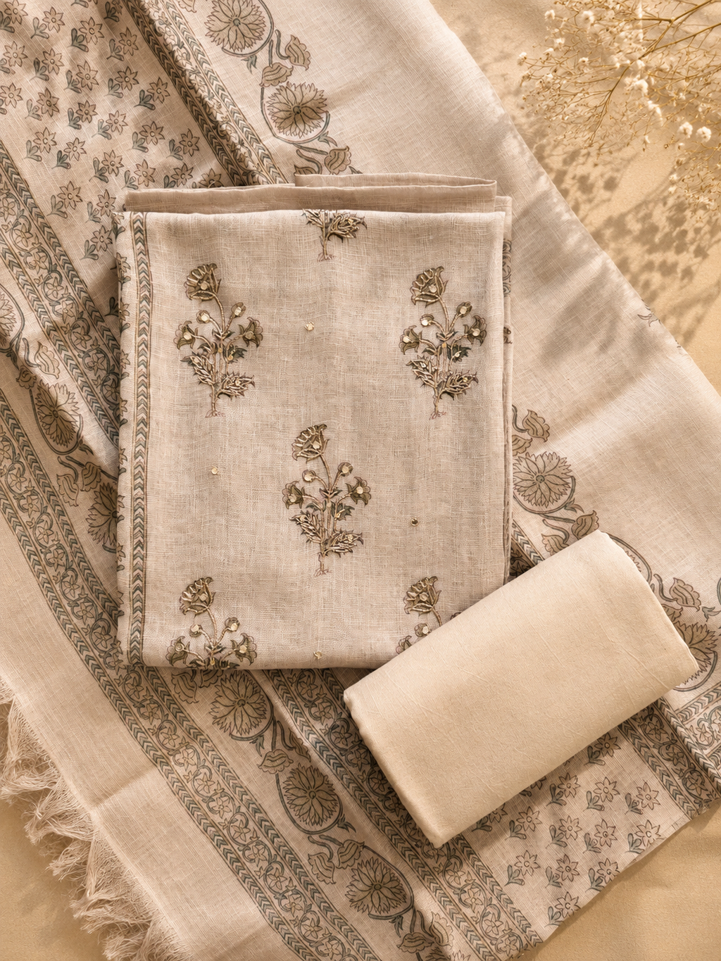 Ivory Printed Suit Set
