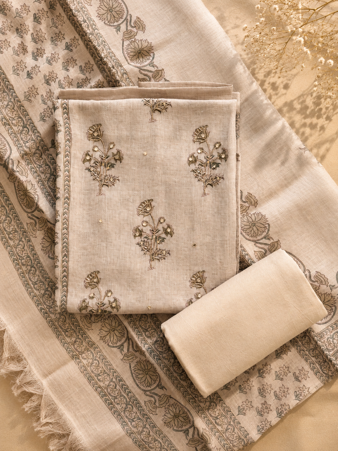 Ivory Printed Suit Set
