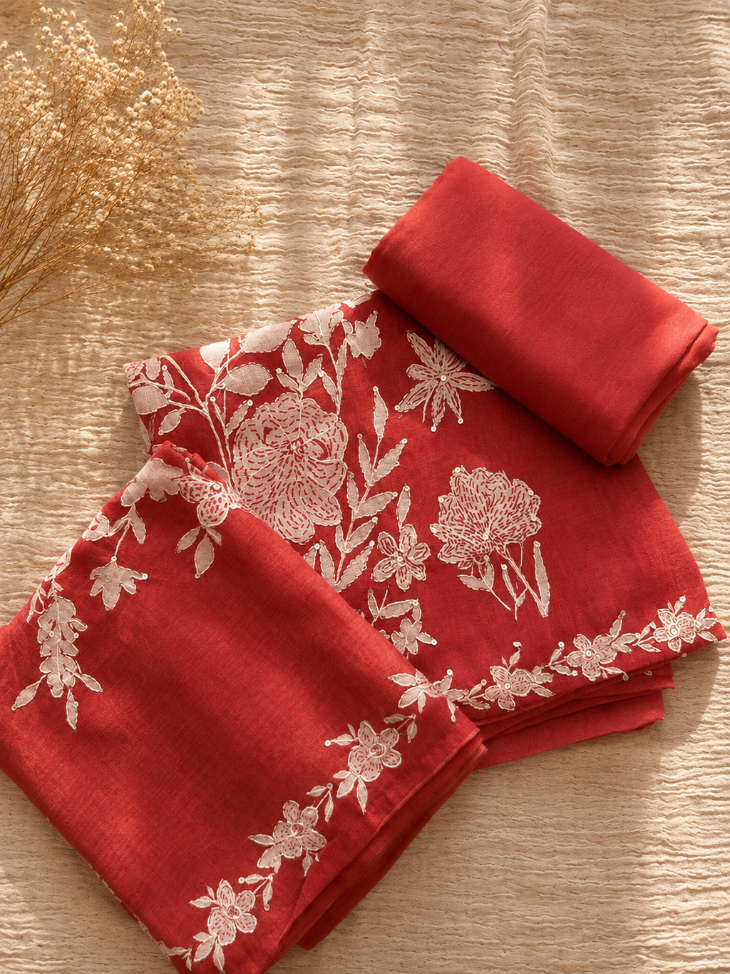 Maroon Floral Embroidered Suit Set