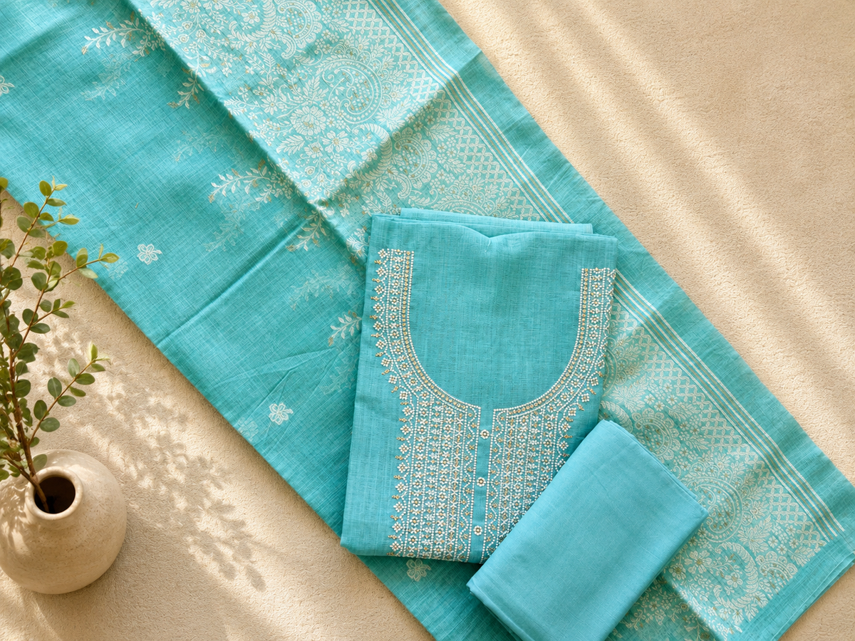 Aqua Noor Embroidered Suit Set